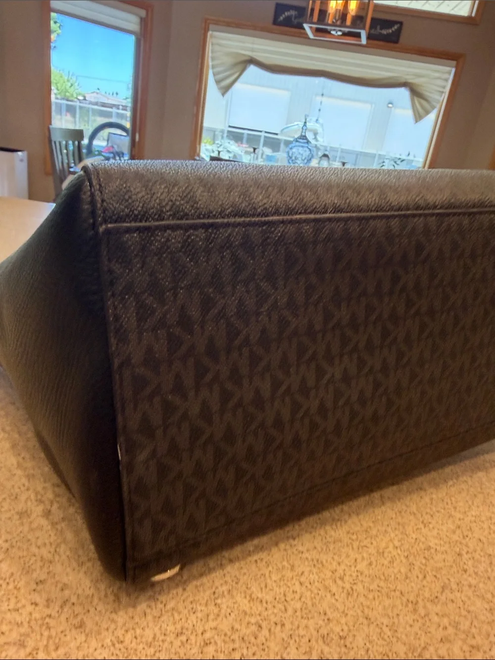 Michael Kors Black Tote with Silver Accents and Logo Print